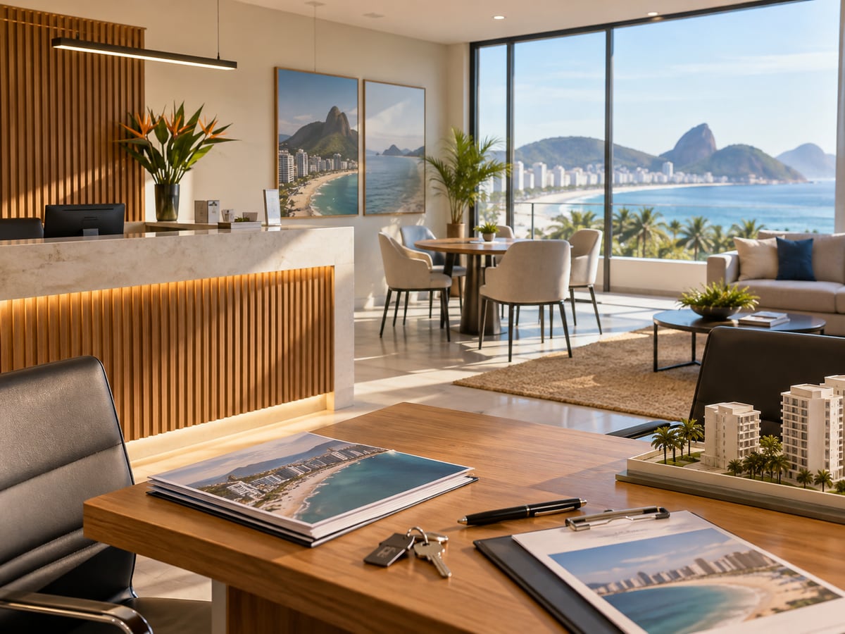 Imagem editorial ilustrativa de uma imobiliária